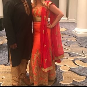 Orange and red lehenga